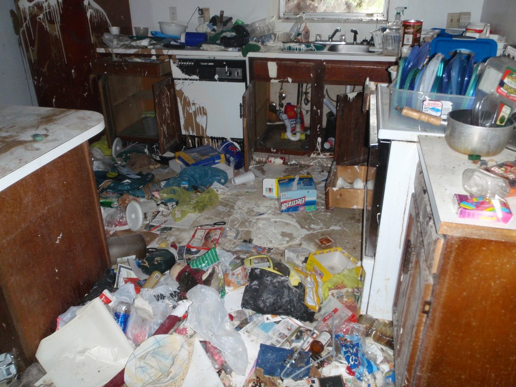 R.E.O. Property kitchen requiring trash-out