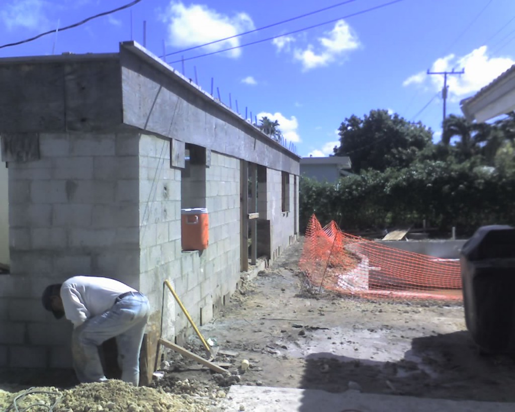 Rear home addition exterior walls