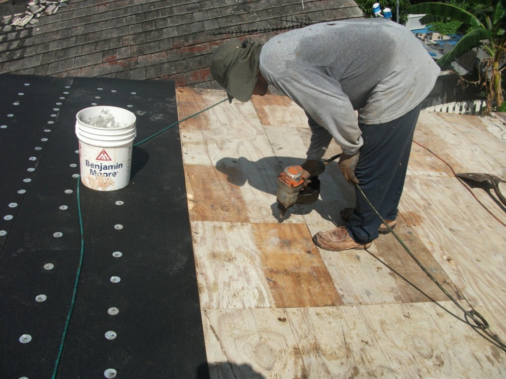 New roofing paper over new plywood