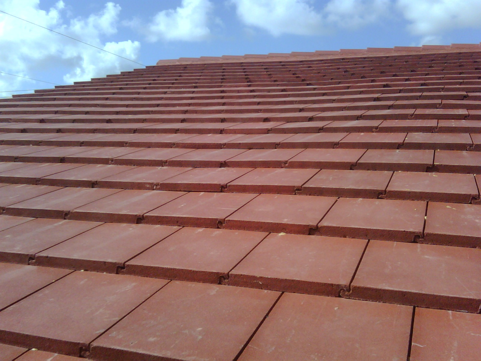 Close-up of new roof tiles