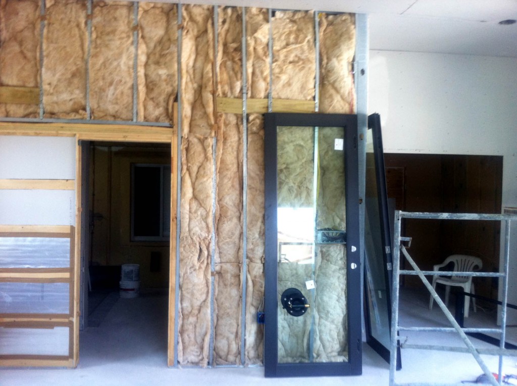 Interior photo of bathroom construction