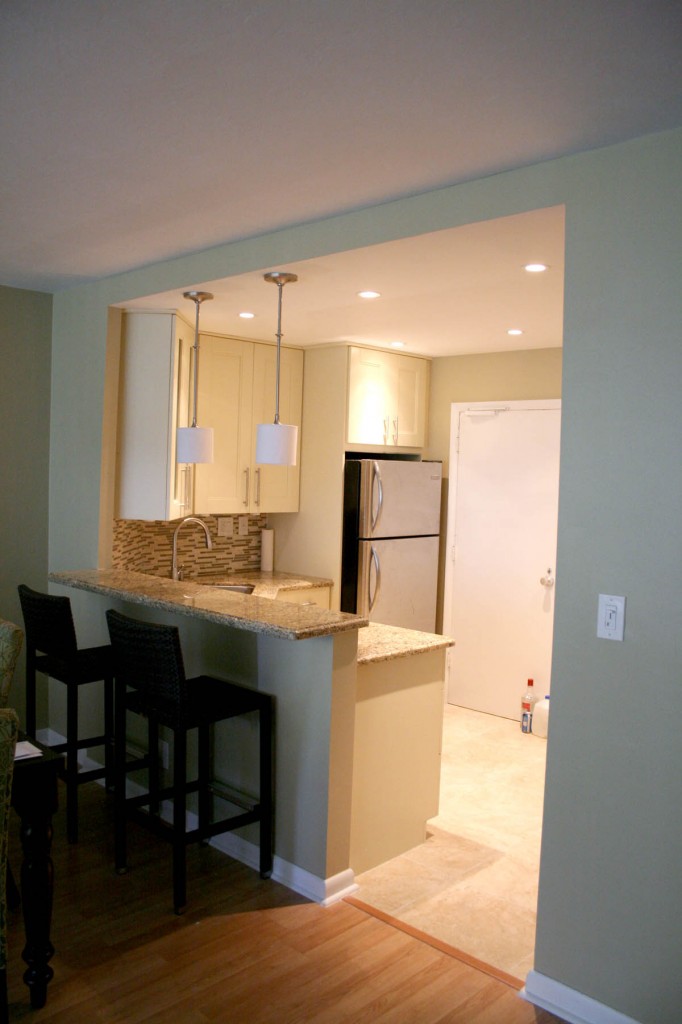 View of finalized kitchen from the living room