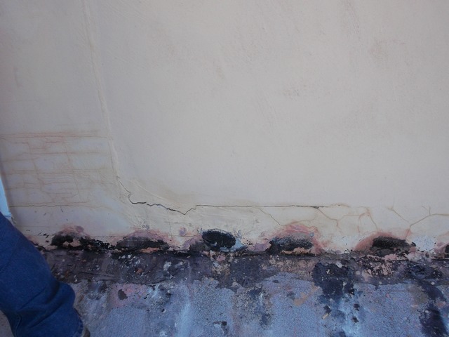 Roof leak area with removed tiles