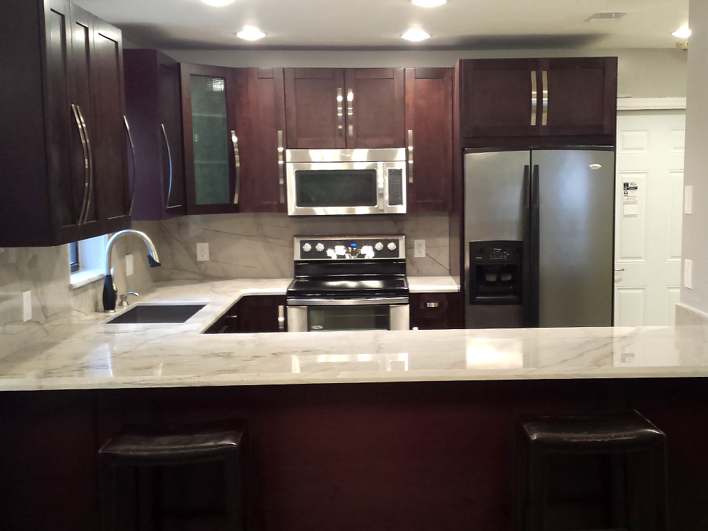 Wood Cabinets & White Quartz Countertop — Miami General ...