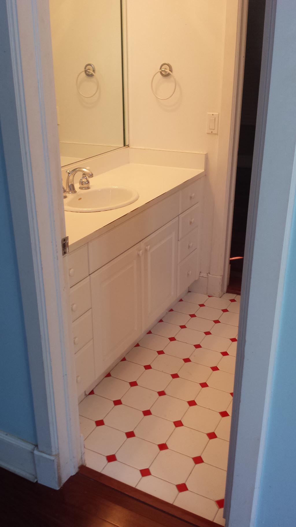 Original Bathroom Vanity and Tile Floor