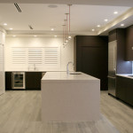 Wood Cabinets w/Gloss Doors and Quartz Counter Top