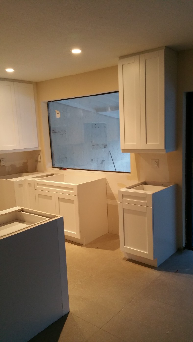 During photo of cabinet installation