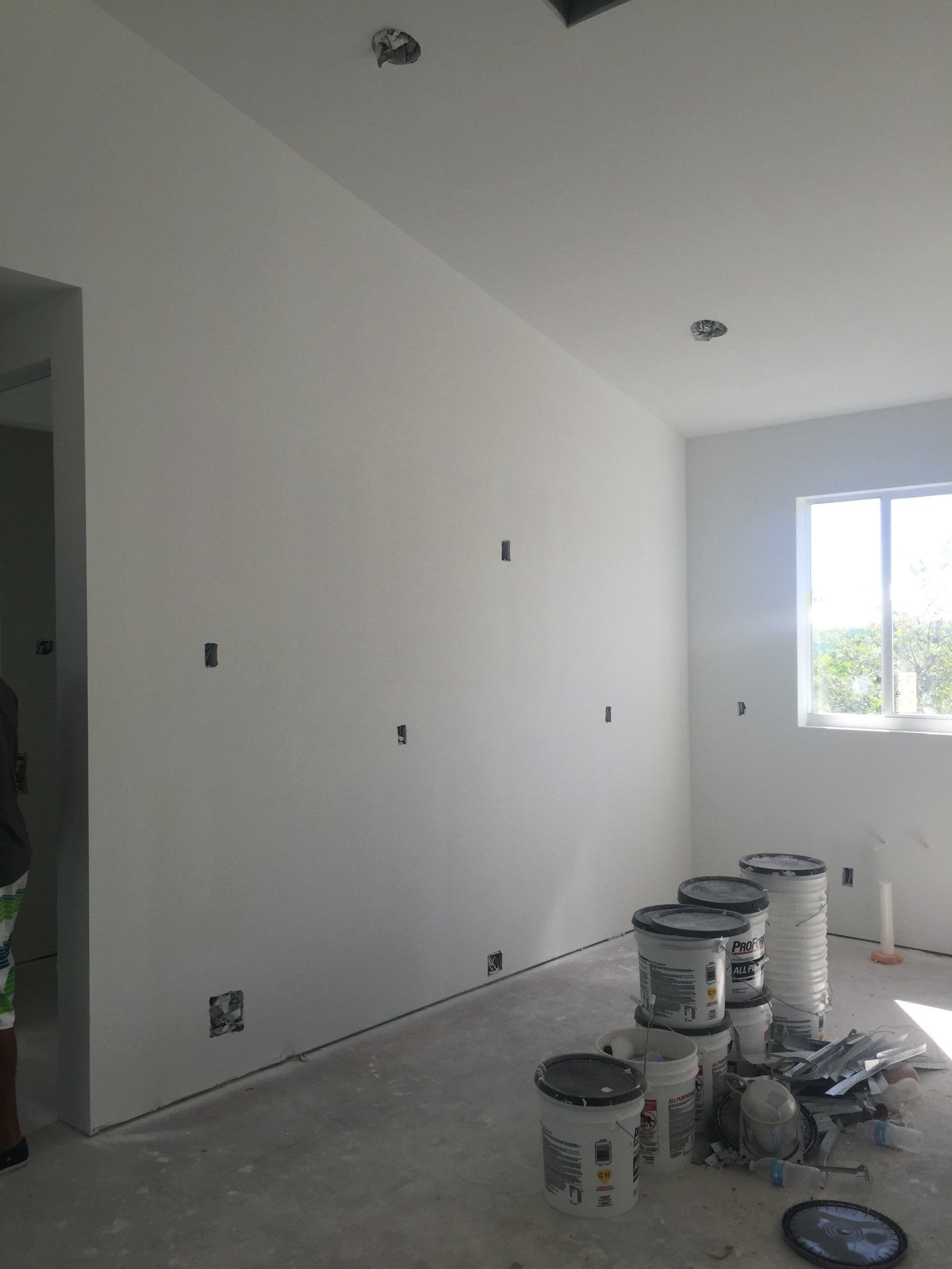 Kitchen progress with drywall, electrical outlets & recessed lighting installed