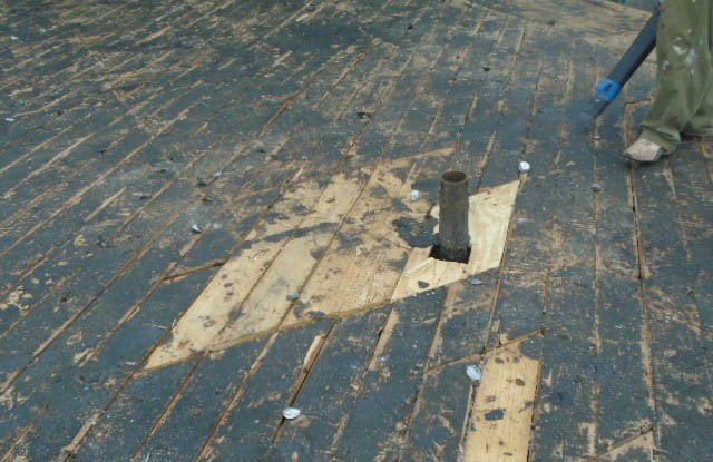 Decking repairs after flat roof removal