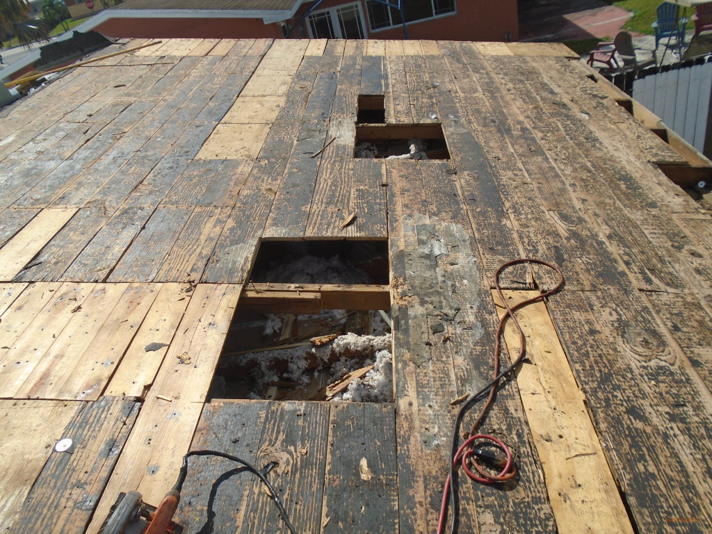 Rotted decking being replaced