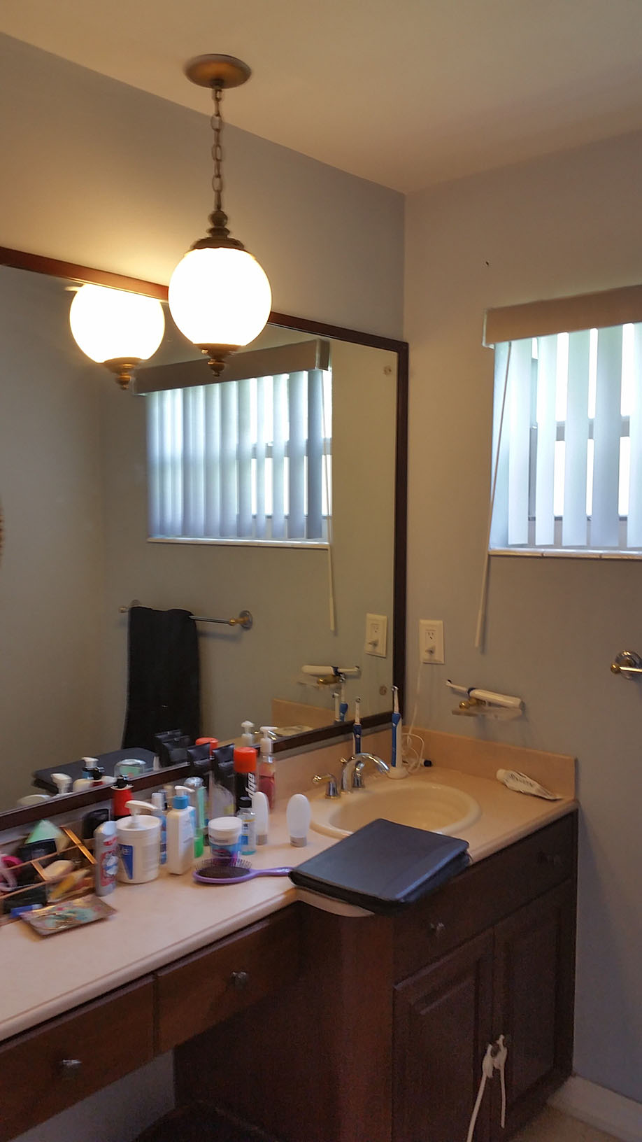 Before photo of existing master bathroom vanity