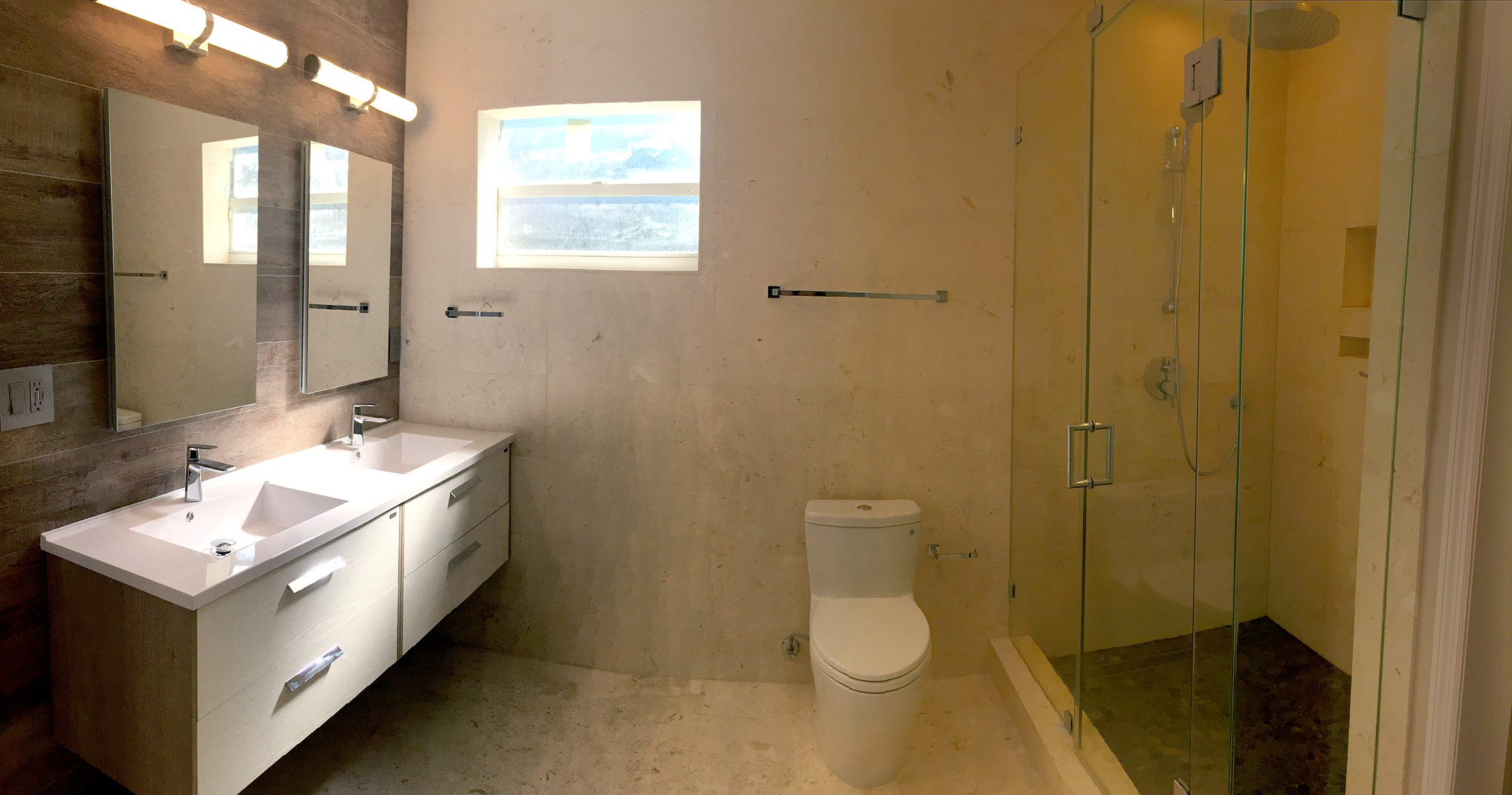 After photo of complete modern bathroom remodel
