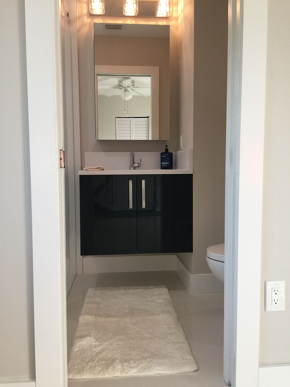 Small bathroom remodel with floating vanity
