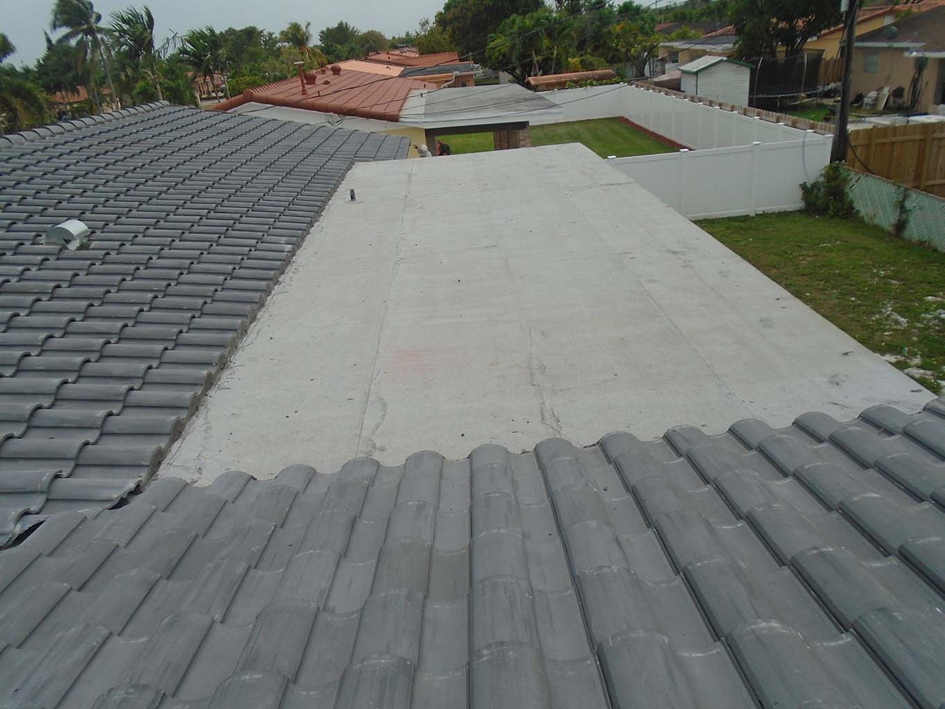 Installed "S" Concrete Roof Tile and Flat Roof