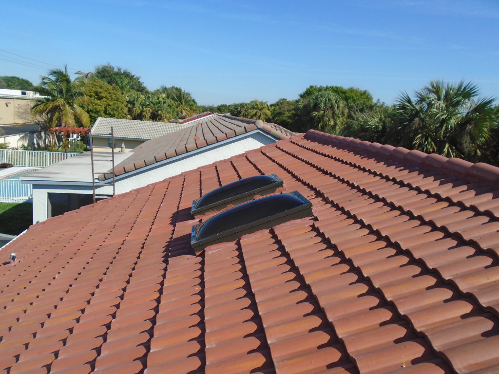 Installed skylights roof tile