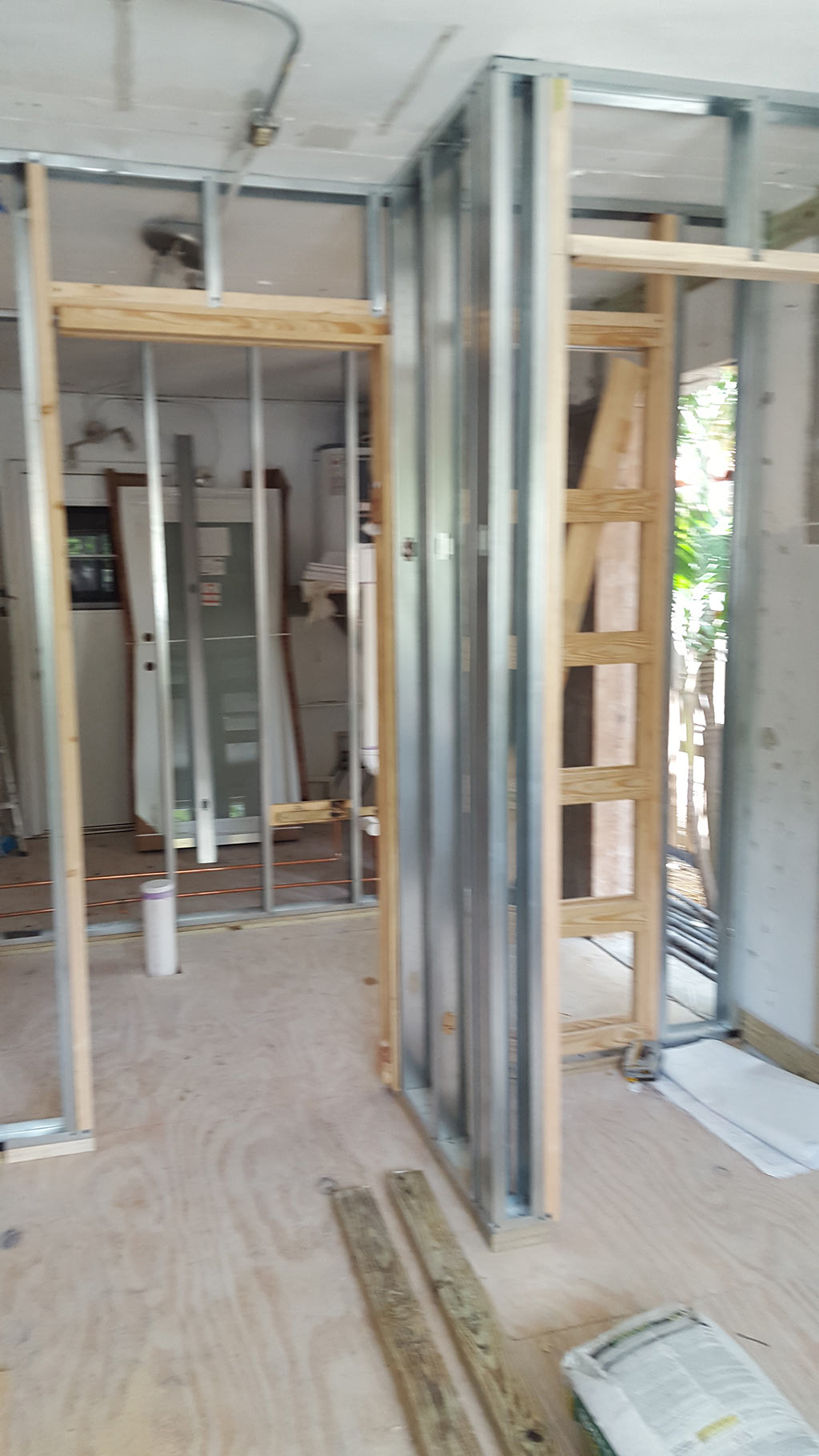 Interior partition framing for bathroom & closet