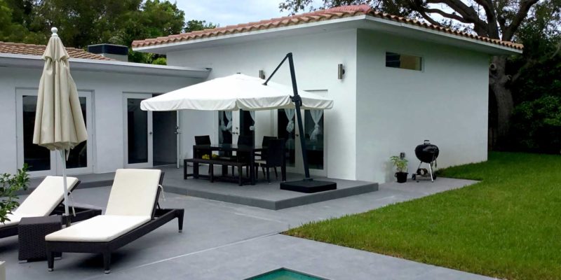 After photo of completed master bedroom addition and exterior remodeling.