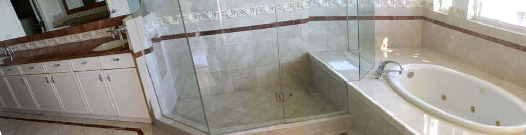 Before photo of original mid-nineties bathroom