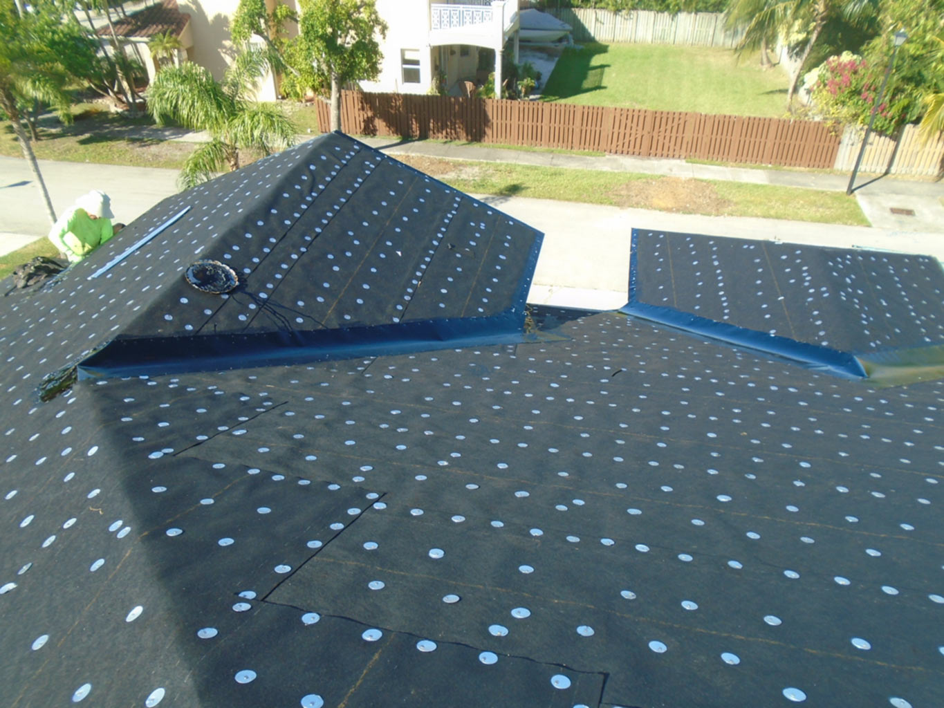 Roof after tin-cap installation.