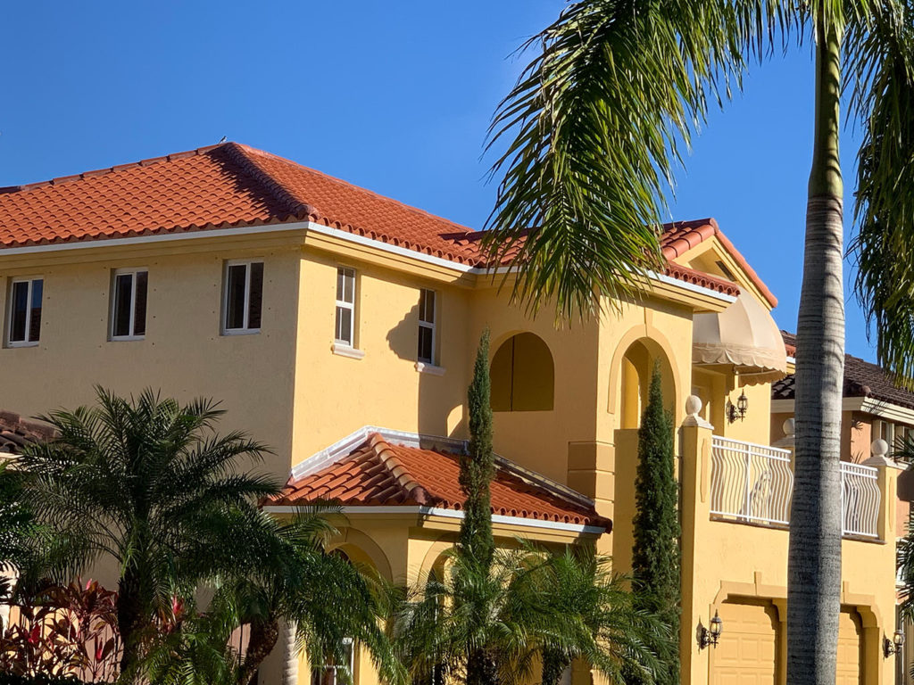 After photo of new clay tile roof installed.