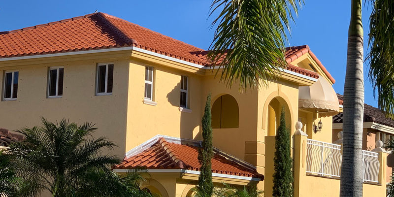 After photo of new clay tile roof installed.