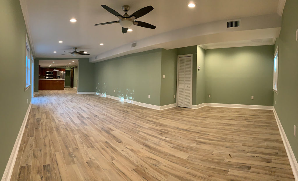 Interior after photo of a 700 sq. ft. family room addition.