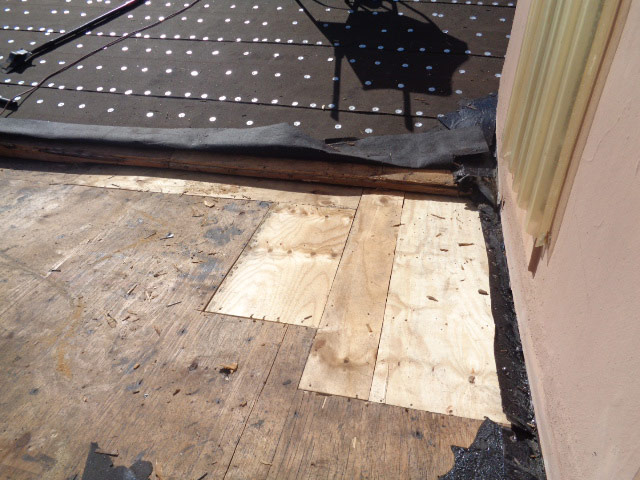 New decking installed to replace rotted wood.