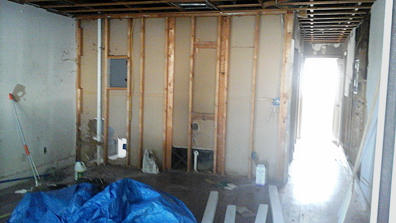 Before photo of living room and hall