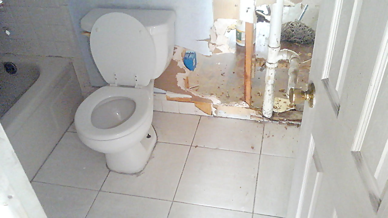 Before photo of vandalized plumbing